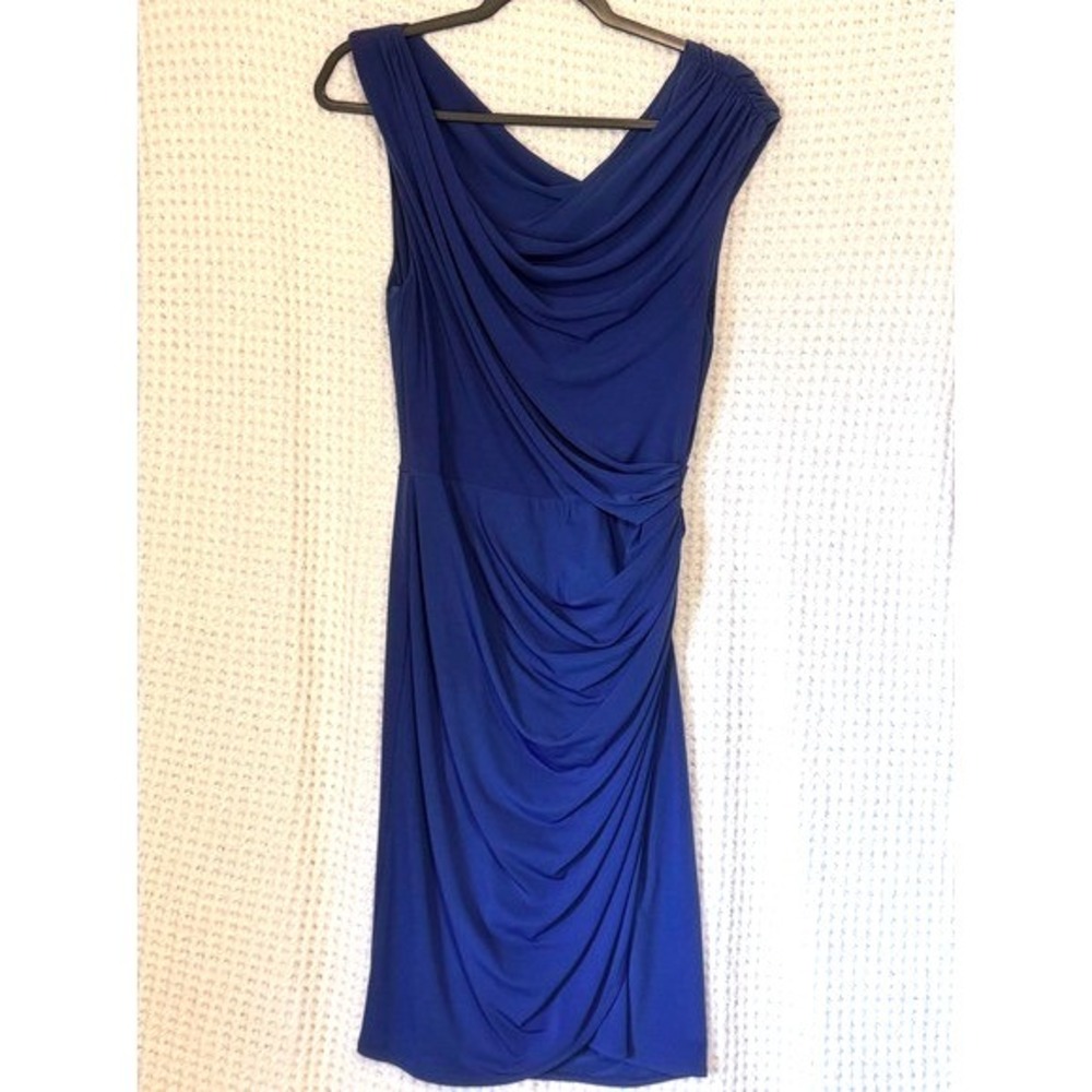 Maggy London Women's Blue Sleeveless‎ Draped Cocktail Party Dress Size 10
